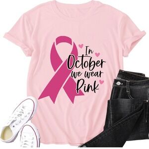Pink Breast Cancer‎ Awareness T Shirt Size XXL "In October We Wear Pink" Tee New